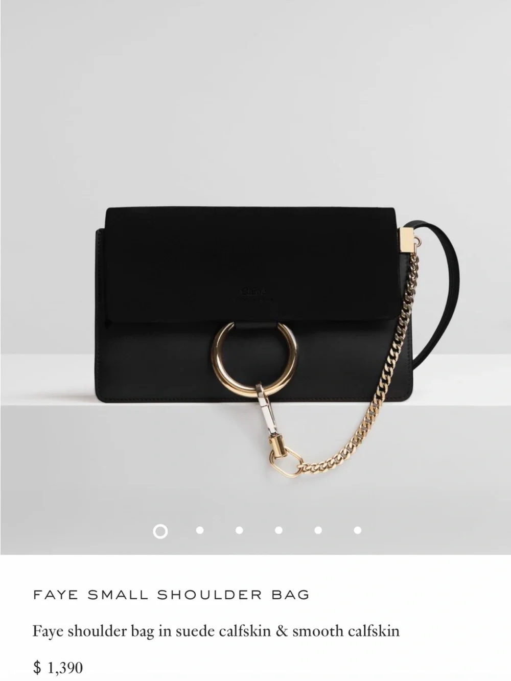 Faye Small Shoulder Bag in Suede Calfskin & Smooth Calfskin: Gold Hardware